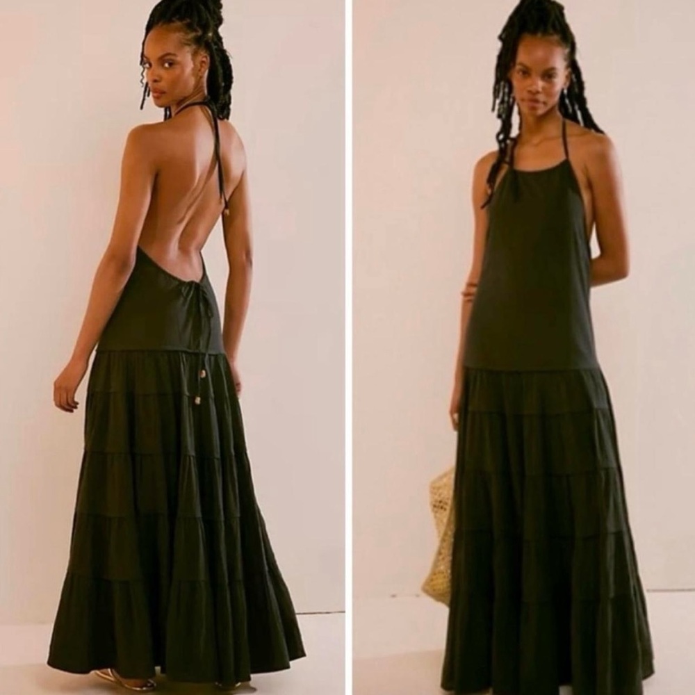 Free People Elegant Black Backless Dress